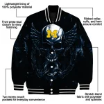 michigan wolverines skull bite blue black varsity jacket best selling