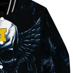 michigan wolverines skull bite blue black varsity jacket best selling
