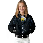 michigan wolverines skull bite blue black varsity jacket best selling