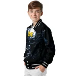 michigan wolverines skull bite blue black varsity jacket best selling