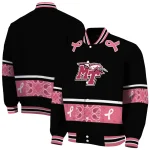 middle tennessee blue raiders pink ribbon black pink varsity jacket best selling
