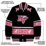 middle tennessee blue raiders pink ribbon black pink varsity jacket best selling