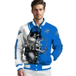 middle tennessee blue raiders spooky grin blue varsity jacket best selling