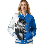 middle tennessee blue raiders spooky grin blue varsity jacket best selling