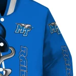 middle tennessee blue raiders spooky grin blue varsity jacket best selling