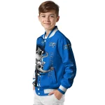 middle tennessee blue raiders spooky grin blue varsity jacket best selling
