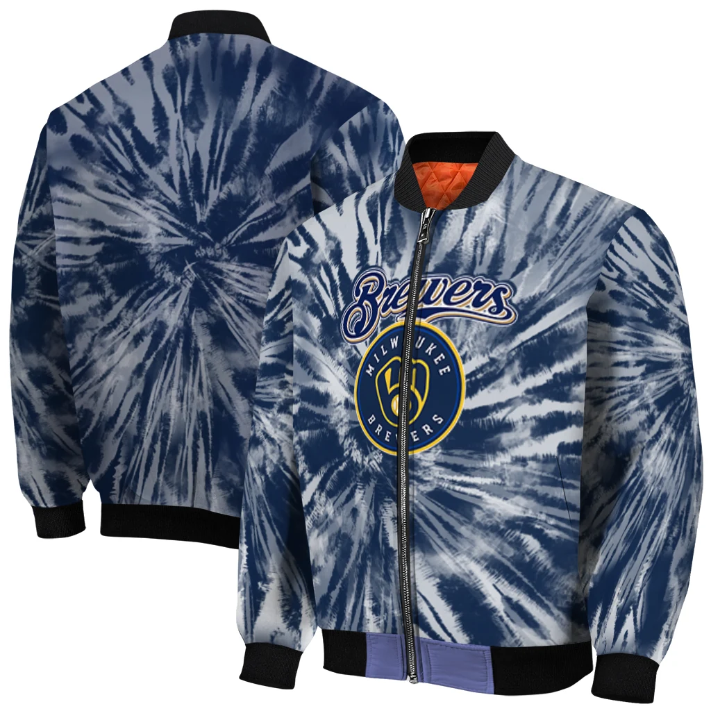milwaukee brewers dynamic rings navy blue bomber jacket best selling milwaukee brewers dynamic rings navy blue bomber jacket best selling