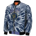 milwaukee brewers dynamic rings navy blue bomber jacket best selling