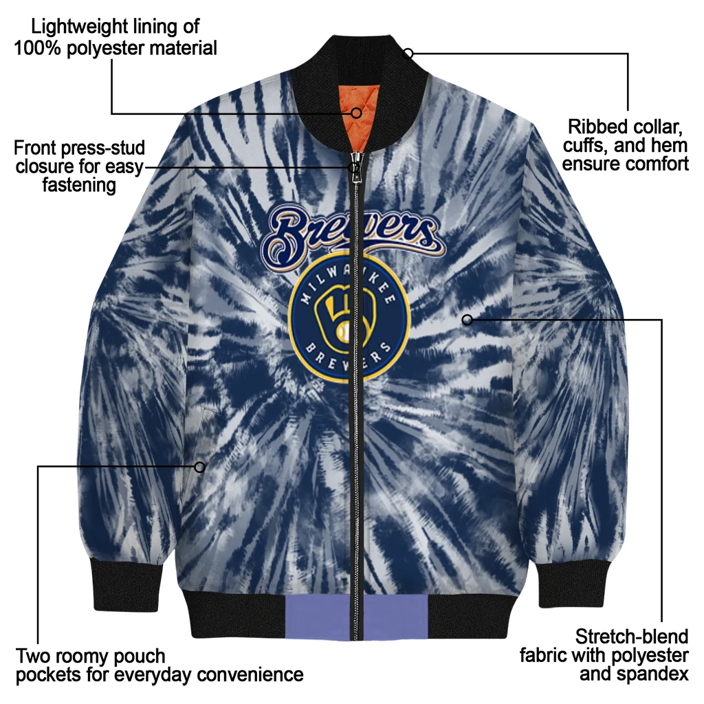 milwaukee brewers dynamic rings navy blue bomber jacket new arrival milwaukee brewers dynamic rings navy blue bomber jacket new arrival