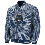 milwaukee brewers dynamic rings navy blue varsity jacket best selling