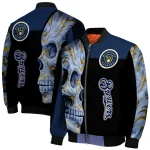 milwaukee brewers fire skull navy blue black bomber jacket best selling