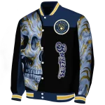 milwaukee brewers fire skull navy blue black varsity jacket best selling