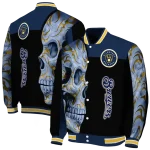 milwaukee brewers fire skull navy blue black varsity jacket best selling