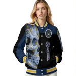 milwaukee brewers fire skull navy blue black varsity jacket best selling
