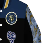 milwaukee brewers fire skull navy blue black varsity jacket best selling