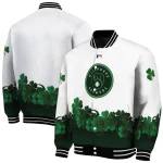 milwaukee brewers four leaf icon white green varsity jacket best selling