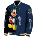 milwaukee brewers mickey mouse navy blue varsity jacket best selling