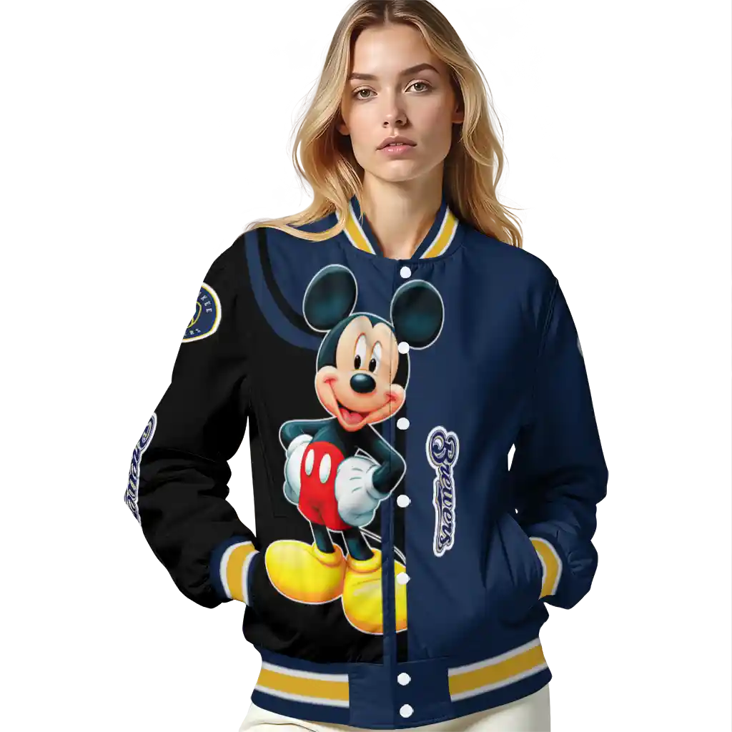 milwaukee brewers mickey mouse navy blue varsity jacket latest model milwaukee brewers mickey mouse navy blue varsity jacket latest model