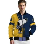 milwaukee brewers snoopy attitude navy blue bomber jacket best selling