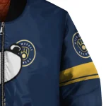 milwaukee brewers snoopy attitude navy blue bomber jacket best selling
