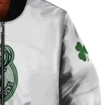 milwaukee bucks clover pattern print white green bomber jacket best selling