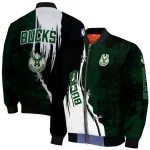 milwaukee bucks edgy scratch effect green black bomber jacket best selling