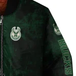 milwaukee bucks edgy scratch effect green black bomber jacket best selling