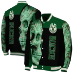 milwaukee bucks fire skull green black varsity jacket best selling