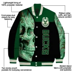 milwaukee bucks fire skull green black varsity jacket best selling