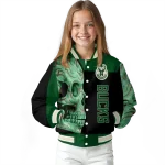 milwaukee bucks fire skull green black varsity jacket best selling