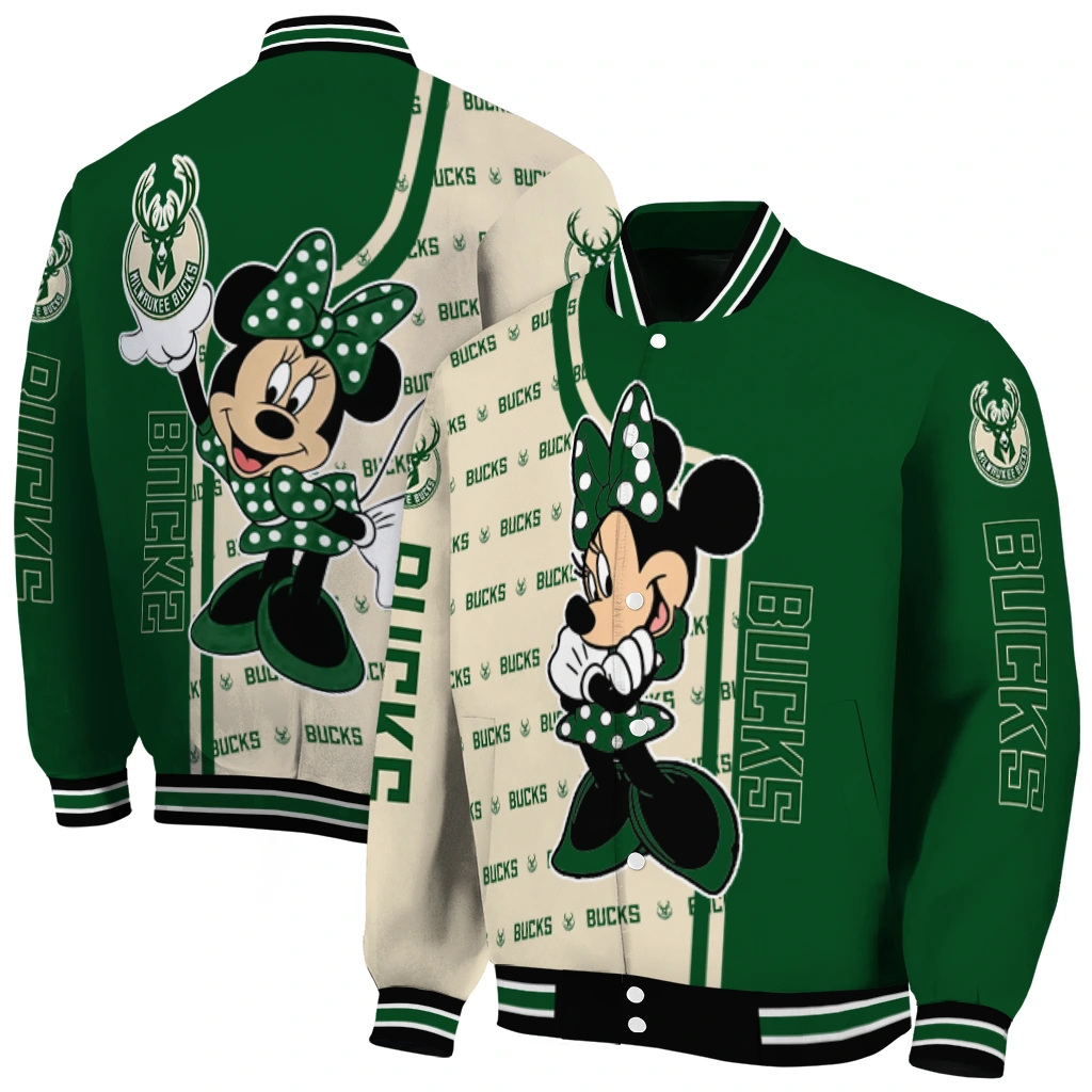 milwaukee bucks minnie mouse green varsity jacket fashion forward milwaukee bucks minnie mouse green varsity jacket fashion forward