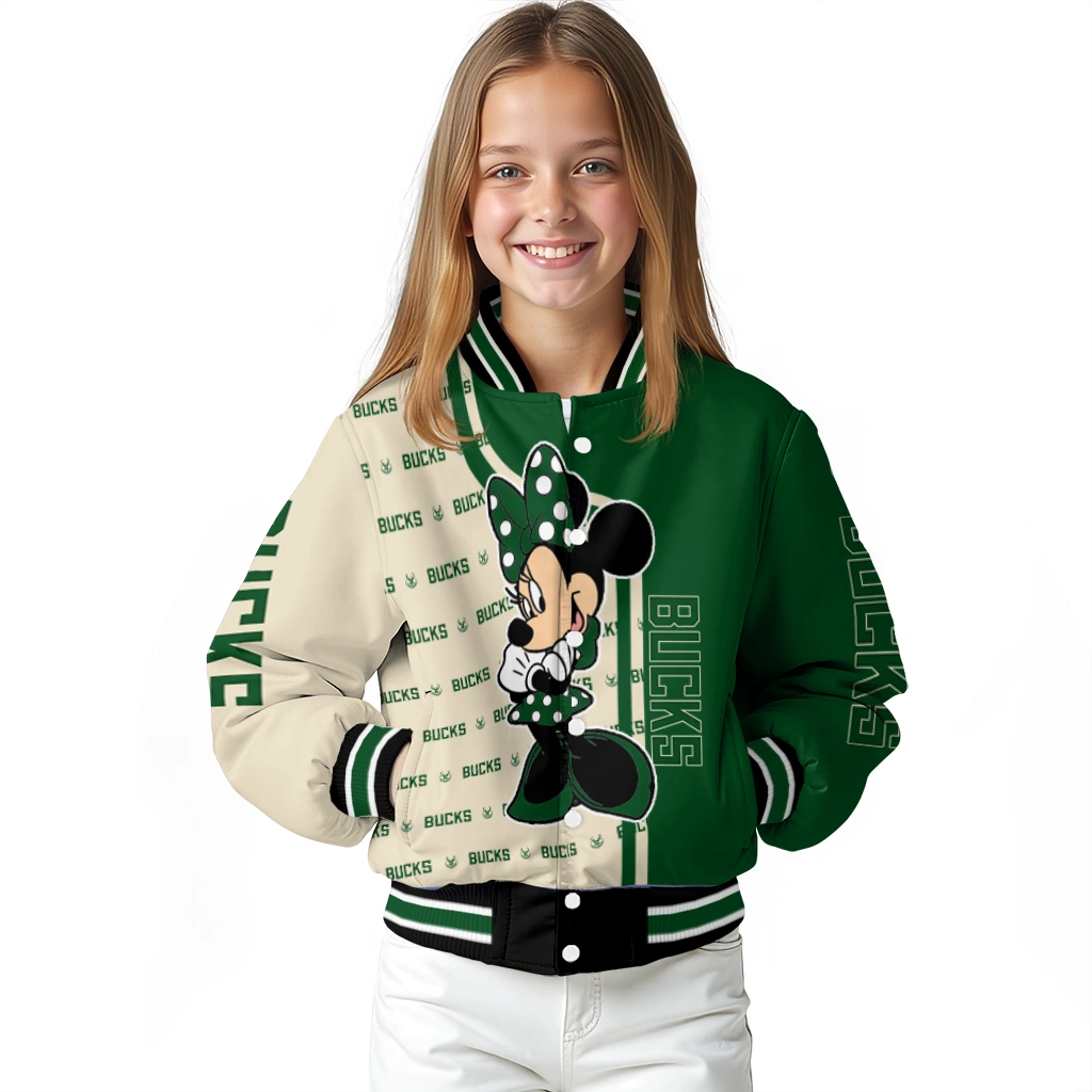 milwaukee bucks minnie mouse green varsity jacket top rated milwaukee bucks minnie mouse green varsity jacket top rated