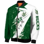 milwaukee bucks ripped bolt green white bomber jacket best selling