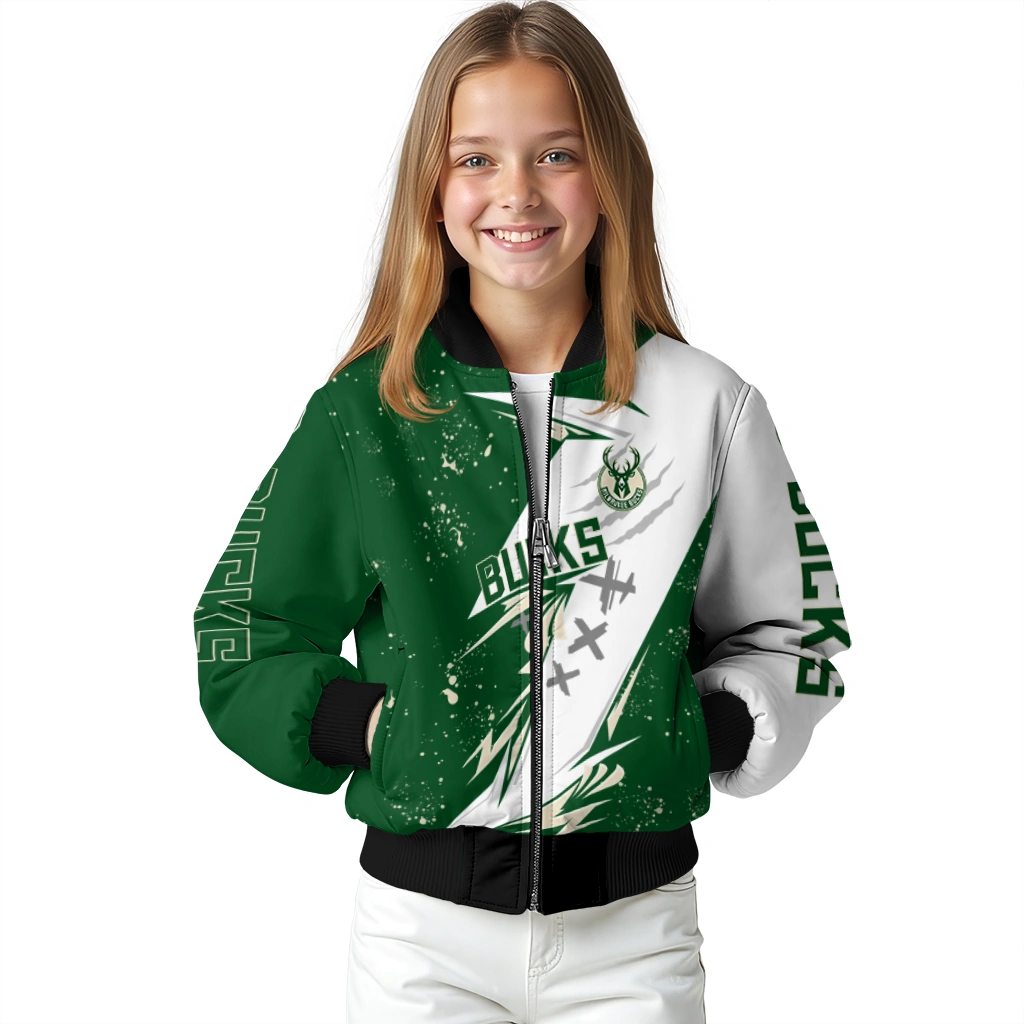 milwaukee bucks ripped bolt green white bomber jacket top rated milwaukee bucks ripped bolt green white bomber jacket top rated
