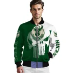 milwaukee bucks skull outline green white bomber jacket best selling