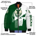 milwaukee bucks skull outline green white bomber jacket best selling