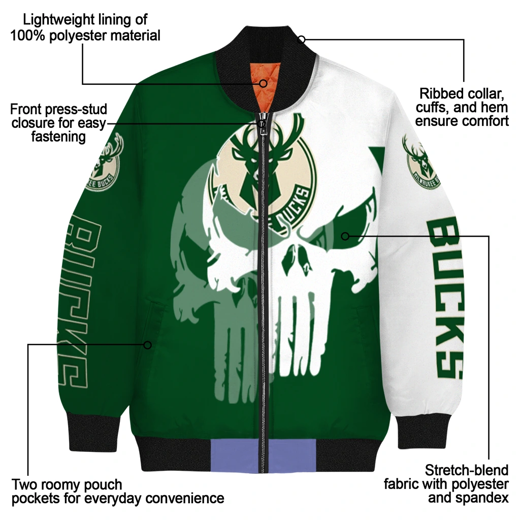 milwaukee bucks skull outline green white bomber jacket new arrival milwaukee bucks skull outline green white bomber jacket new arrival