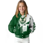 milwaukee bucks skull outline green white varsity jacket best selling