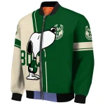 milwaukee bucks snoopy attitude green bomber jacket best selling