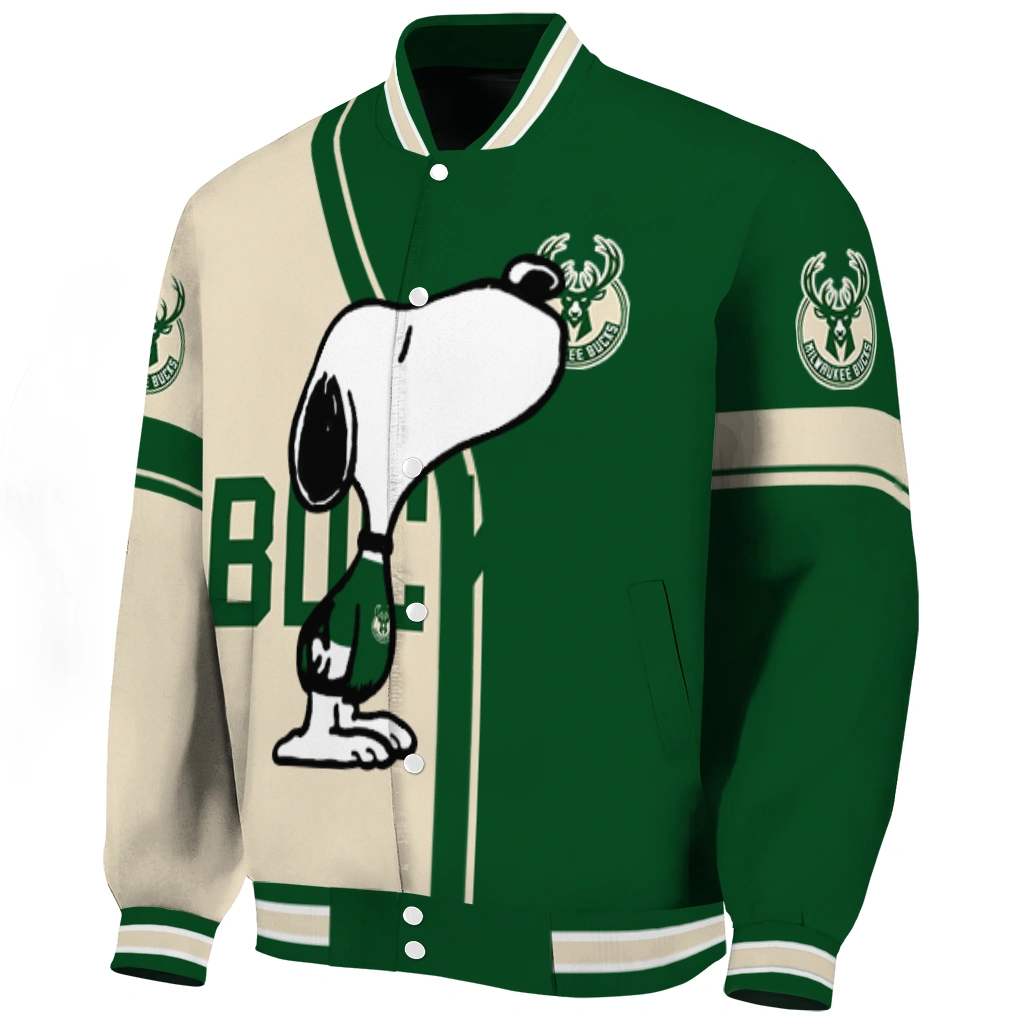 milwaukee bucks snoopy attitude green varsity jacket best selling milwaukee bucks snoopy attitude green varsity jacket best selling