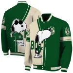 milwaukee bucks snoopy attitude green varsity jacket best selling
