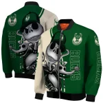 milwaukee bucks spooky grin green bomber jacket best selling