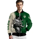milwaukee bucks spooky grin green bomber jacket best selling