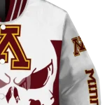 minnesota golden gophers skull outline maroon white varsity jacket best selling