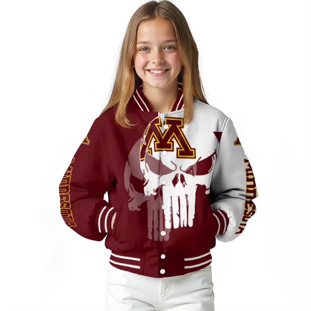minnesota golden gophers skull outline maroon white varsity jacket top rated minnesota golden gophers skull outline maroon white varsity jacket top rated