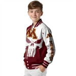 minnesota golden gophers skull outline maroon white varsity jacket best selling