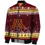 minnesota golden gophers snowy pines maroon bomber jacket best selling