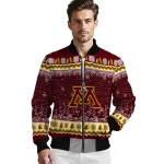 minnesota golden gophers snowy pines maroon bomber jacket best selling
