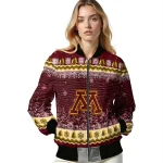 minnesota golden gophers snowy pines maroon bomber jacket best selling