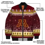 minnesota golden gophers snowy pines maroon bomber jacket best selling